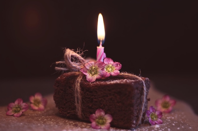 Birthday cake with one candle