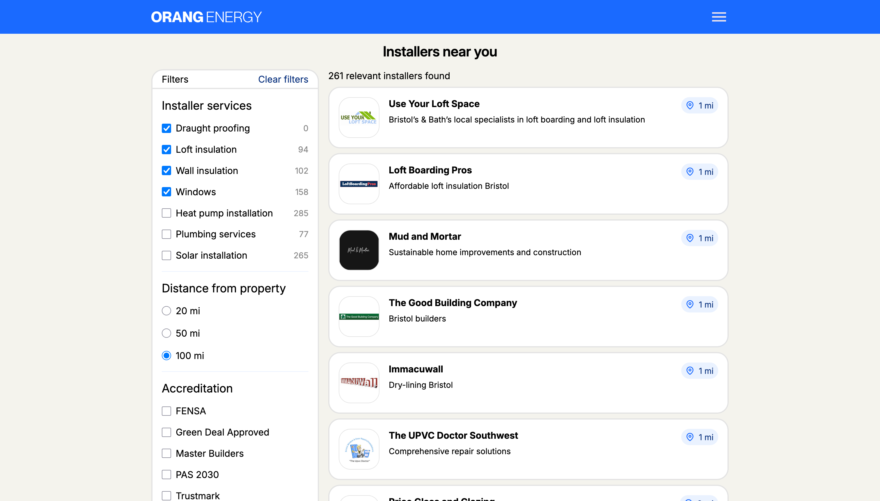 Screenshot from Orang Energy showing the installer-directory