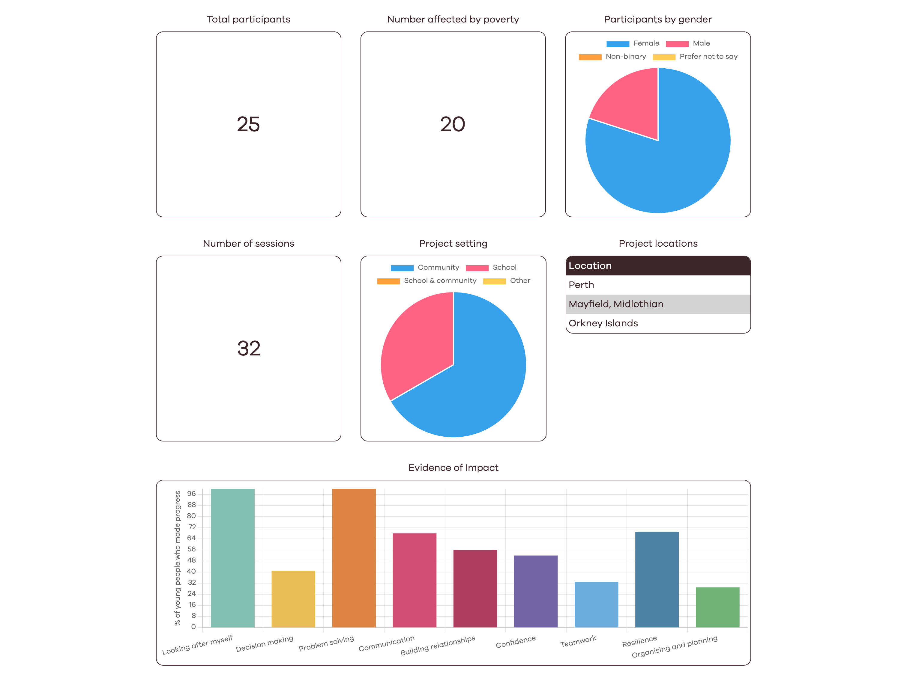 Screenshot from Youth Work SkillsTrack showing a dashboard